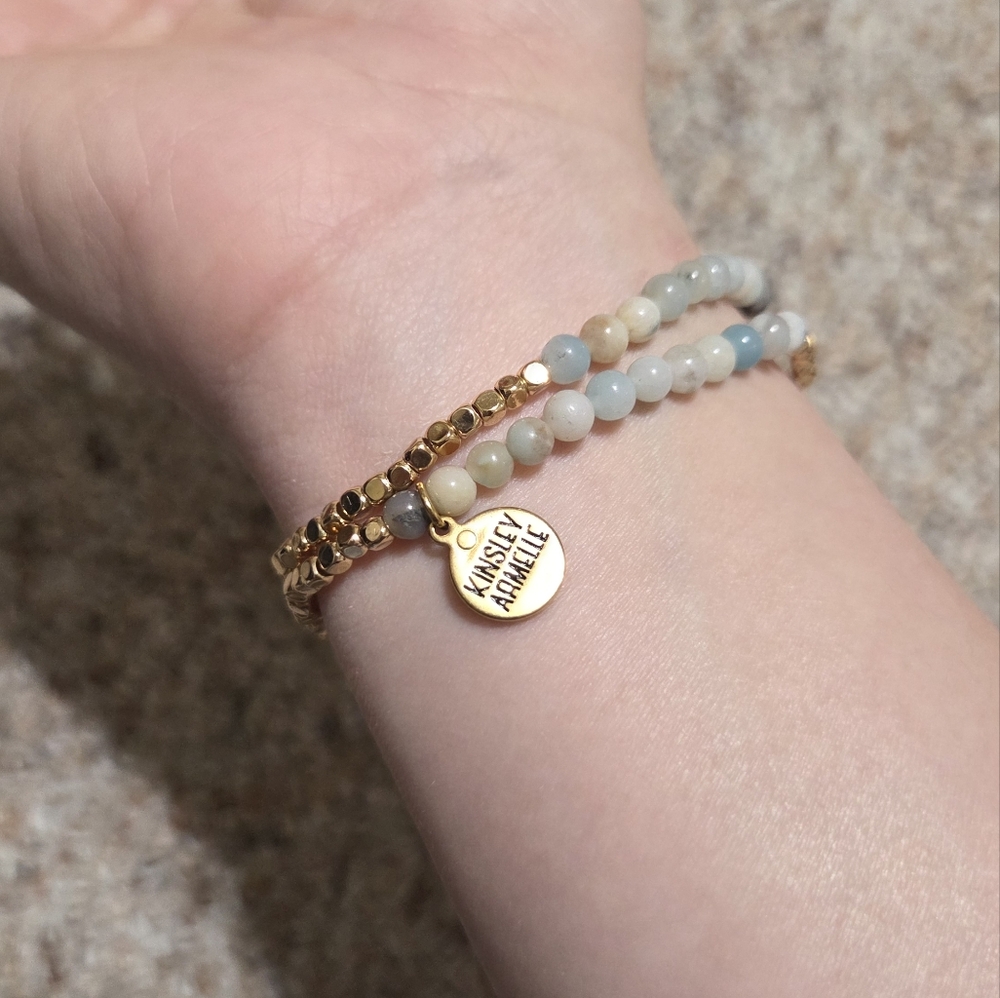 Gold and Multicolor Beaded Bracelet Set - Picture 1 of 6